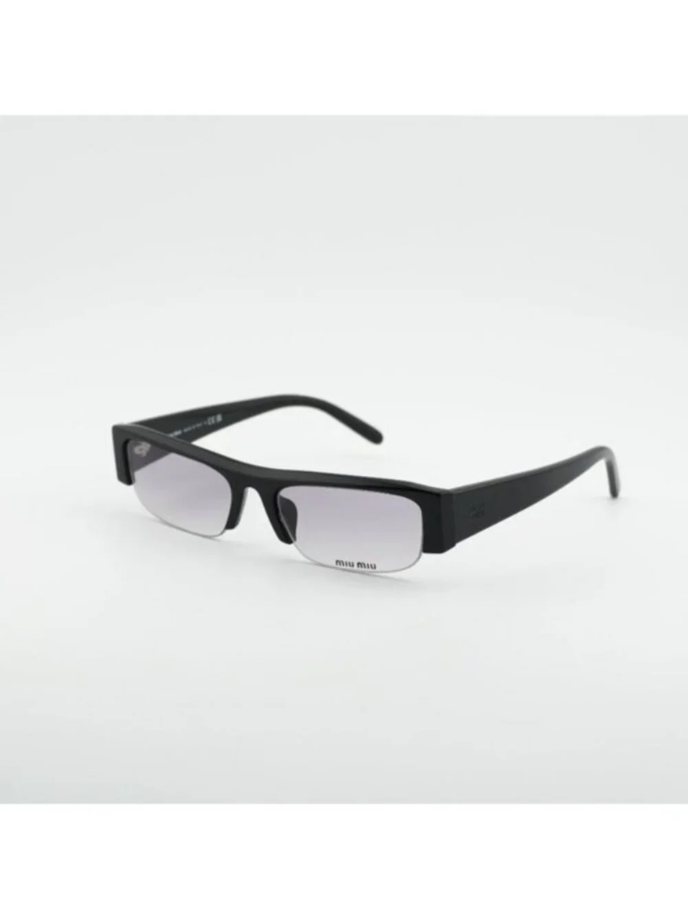 Miu Miu MUB07S 16K04O Sunglasses Black Rectangle Frame, Grey Filter